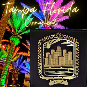 Tampa Florida Brass Ornament City Skyline by the Bay
